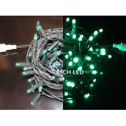Гирлянда светодиодная зеленая постоянного свечения 24B, 100 LED, провод зеленый, IP65 RL-S10C-24V-RG/G
