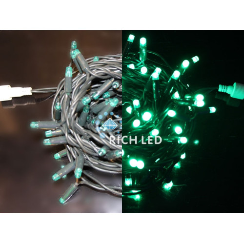 Гирлянда светодиодная зеленая постоянного свечения 24B, 100 LED, провод зеленый, IP65 RL-S10C-24V-RG/G