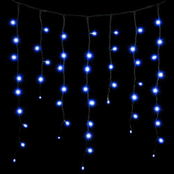 Гирлянда Бахрома 3,2 x 0,9 м Синяя 220В, 168 LED, Провод Черный Каучук, IP65