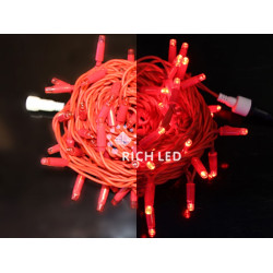 Гирлянда светодиодная красная с мерцанием 220B, 100 LED, провод красный, IP65 RL-S10CF-220V-RR/R
