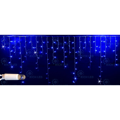 Гирлянда светодиодная Бахрома синяя с мерцанием 220B, 144 LED, провод белый, IP65 RL-i3*0.9F-CW/B