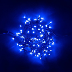 Гирлянда Нить с Колпачком 10м Синяя 24В, 100 LED, Провод Черный ПВХ, IP65