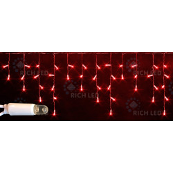 Гирлянда светодиодная Бахрома красная 220B, 112 LED, провод прозрачный, IP65 RL-i3*0.5-CT/R