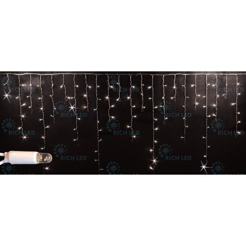 Гирлянда светодиодная Бахрома белая с мерцанием 220B, 144 LED, провод белый, IP65 RL-i3*0.9F-CW/WW