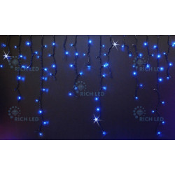 Гирлянда светодиодная Бахрома синяя с мерцанием 220B, 144 LED, провод черный, IP54 RL-i3*0.9F-B/B