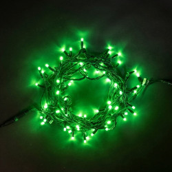 Гирлянда Нить 10м Зеленая 220В, 75 LED, Провод Черный Каучук, IP65