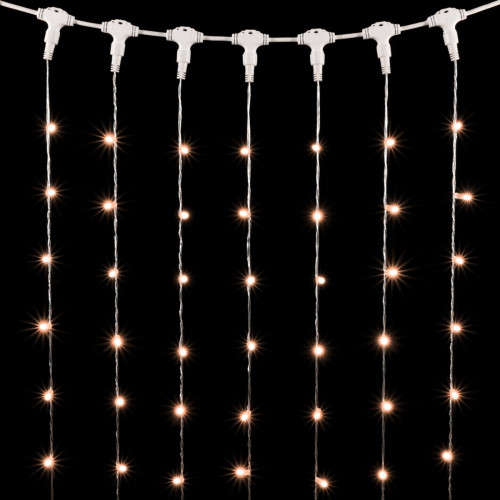 Гирлянда Занавес с Колпачком 2 x 3 м Экстра Тепло-Белый 220В, 600 LED, Провод Прозрачный ПВХ, IP65