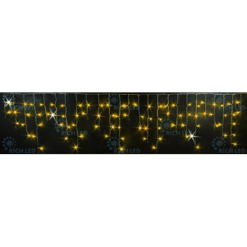 Гирлянда светодиодная Бахрома желтая с мерцанием 220B, 112 LED, провод прозрачный, IP54 RL-i3*0.5F-T/Y