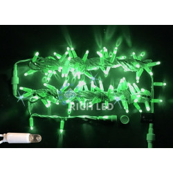 Гирлянда светодиодная зеленая с мерцанием 220B, 100 LED, провод белый, IP65 RL-S10CF-220V-CW/G