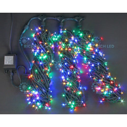 Гирлянда светодиодная разноцветная с мерцанием 24B, 600 LED, провод зеленый, IP54 RL-S3*20F-G/M