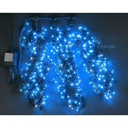 Гирлянда светодиодная синяя с мерцанием 24B, 600 LED, провод черный, IP54 RL-S3*20F-B/B