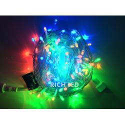 Гирлянда светодиодная разноцветная постоянного свечения 24B, 100 LED, провод прозрачный, IP54 RL-S10C-24V-T/M