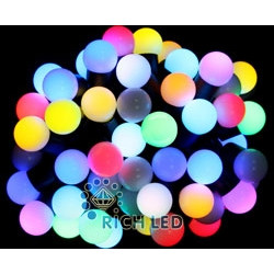 Гирлянда светодиодная разноцветная Шишки 220B, 50 LED, провод черный, IP54 RL-T7.5-50C-23B-B/RGB