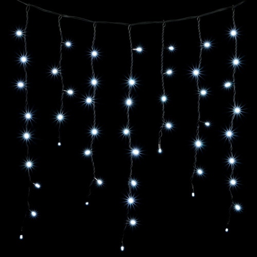 Гирлянда Бахрома 3,2 x 0,9 м Белая с Мерцанием Белого Диода 220В, 168 LED, Провод Черный Каучук, IP65