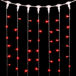 Гирлянда Занавес 1 x 6 м Красный 220В, 600 LED, Провод Прозрачный ПВХ, IP54