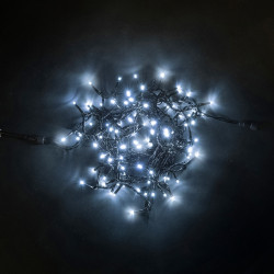 Гирлянда Нить 10м Белая 24В, 100 LED, Провод Черный ПВХ, IP54