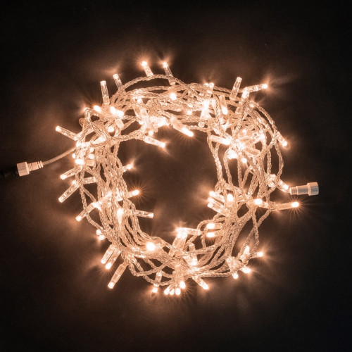 Гирлянда Нить с Колпачком 10м Экстра Тепло-Белая 24В, 100 LED, Провод Прозрачный ПВХ, IP65