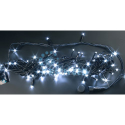 Гирлянда светодиодная белая с мерцанием 24B, 100 LED, провод черный, IP54 RL-S10CF-24V-B/W