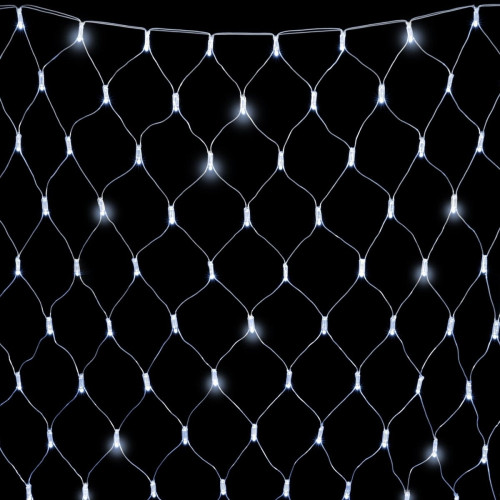 Светодиодная Сеть с Колпачком 2 x 2 м Белая с Мерцанием Белого Диода 220В, 256 LED, Провод Прозрачный ПВХ, IP65