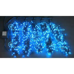 Гирлянда светодиодная синяя постоянного свечения 24B, 1000 LED, провод черный, IP54 RL-S5*20-B/B