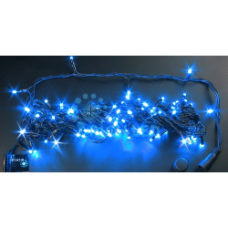 Гирлянда светодиодная синяя с мерцанием 24B, 100 LED, провод черный, IP54 RL-S10CF-24V-B/B
