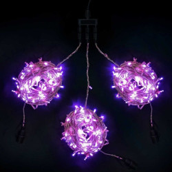 Комплект 3 Лиловых Нити по 20м c Контроллером, 600 LED, Провод Прозрачный Силикон, IP65