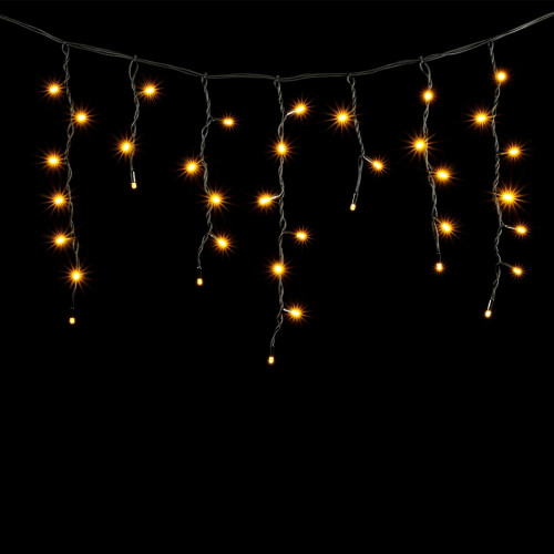 Гирлянда Бахрома 3,1 x 0,5 м Желтая 220В, 120 LED, Провод Черный Каучук, IP65