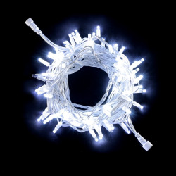 Гирлянда Нить 10м Белая с Мерцанием Белого Диода 220В, 75 LED, Провод Белый Каучук, IP65