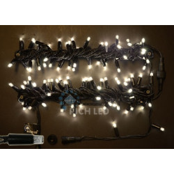 Гирлянда светодиодная белая с мерцанием 220B, 100 LED, провод черный, IP65 RL-S10CF-220V-CB/WW