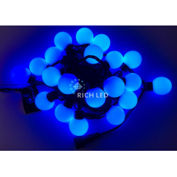 Гирлянда светодиодная синяя постоянного свечения 220B, 20 LED, провод черный, IP65 RL-S5-20C-40B-B/B