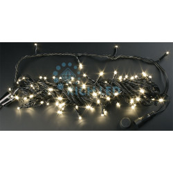 Гирлянда светодиодная белая постоянного свечения 24B, 100 LED, провод черный, IP54 RL-S10C-24V-B/WW