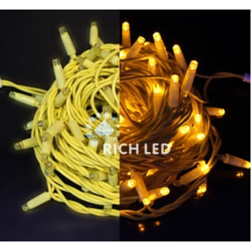 Гирлянда светодиодная желтая постоянного свечения 220B, 100 LED, провод желтый, IP65 RL-S10C-220V-C2Y/Y