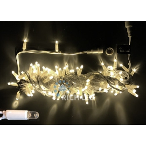 Гирлянда светодиодная белая постоянного свечения 24B, 100 LED, провод черный, IP65 RL-S10C-24V-CB/W