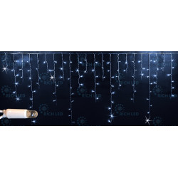 Гирлянда светодиодная Бахрома белая с мерцанием 220B, 144 LED, провод белый, IP65 RL-i3*0.9F-CW/W