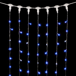 Гирлянда Занавес 2 x 2 м Синий с Мерцанием Белого Диода 220В, 400 LED, Провод Прозрачный ПВХ, IP54