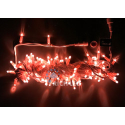 Гирлянда светодиодная красная постоянного свечения 24B, 100 LED, провод прозрачный, IP65 RL-S10C-24V-CT/R