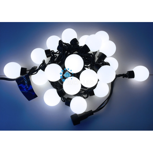 Гирлянда светодиодная белая постоянного свечения 220B, 20 LED, провод черный, IP65 RL-S5-20C-40B-B/W