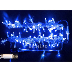 Гирлянда светодиодная синяя с мерцанием 220B, 100 LED, провод прозрачный, IP65 RL-S10CF-220V-CT/B