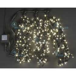 Гирлянда светодиодная белая с мерцанием 24B, 600 LED, провод черный, IP54 RL-S3*20F-B/WW