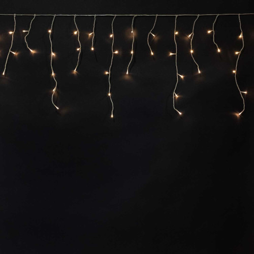 Гирлянда Бахрома на Батарейках 3 x 0,5 м Шампань, 100 LED, Провод Прозрачный Силикон, IP65