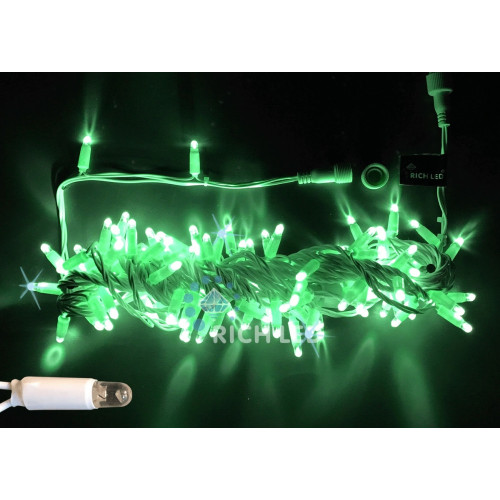 Гирлянда светодиодная зеленая с мерцанием 24B, 100 LED, провод белый, IP65 RL-S10CF-24V-CW/G