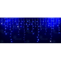 Гирлянда светодиодная Бахрома синяя с мерцанием 220B, 144 LED, провод прозрачный, IP54 RL-i3*0.9F-T/B