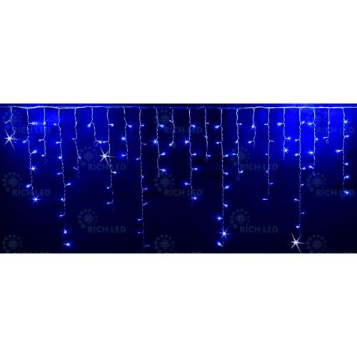 Гирлянда светодиодная Бахрома синяя с мерцанием 220B, 144 LED, провод прозрачный, IP54 RL-i3*0.9F-T/B