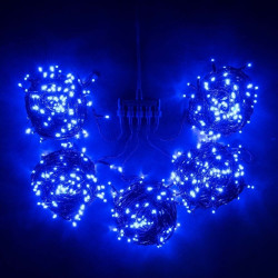 03-049 Комплект 5 Синих Нитей по 20м, 1000 LED, Провод Черный ПВХ, IP54