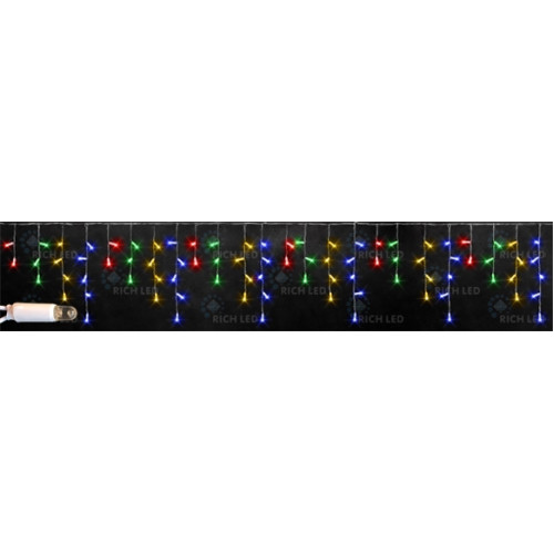 Гирлянда светодиодная Бахрома разноцветная 220B, 112 LED, провод прозрачный, IP65 RL-i3*0.5-CT/M
