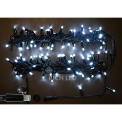 Гирлянда светодиодная белая постоянного свечения 220B, 100 LED, провод черный, IP65 RL-S10C-220V-CB/W