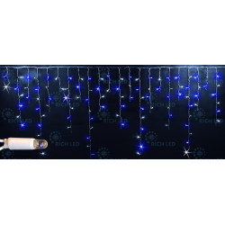 Гирлянда светодиодная Бахрома сине-белая с мерцанием 220B, 144 LED, провод белый, IP65 RL-i3*0.9F-CW/BW