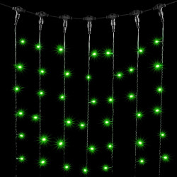 Гирлянда Занавес 2 x 1 м Зеленый 220В, 200 LED, Провод Черный ПВХ, IP54