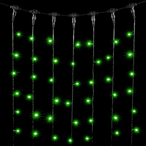 Гирлянда Занавес 2 x 1 м Зеленый 220В, 200 LED, Провод Черный ПВХ, IP54