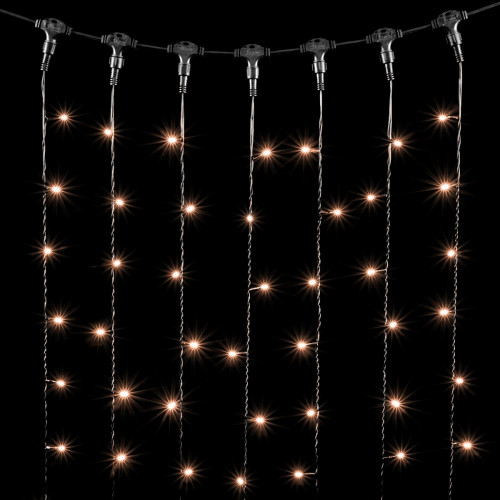 Гирлянда Занавес 1 x 9 м Экстра Тепло-Белый 220В, 900 LED, Провод Черный ПВХ, IP54